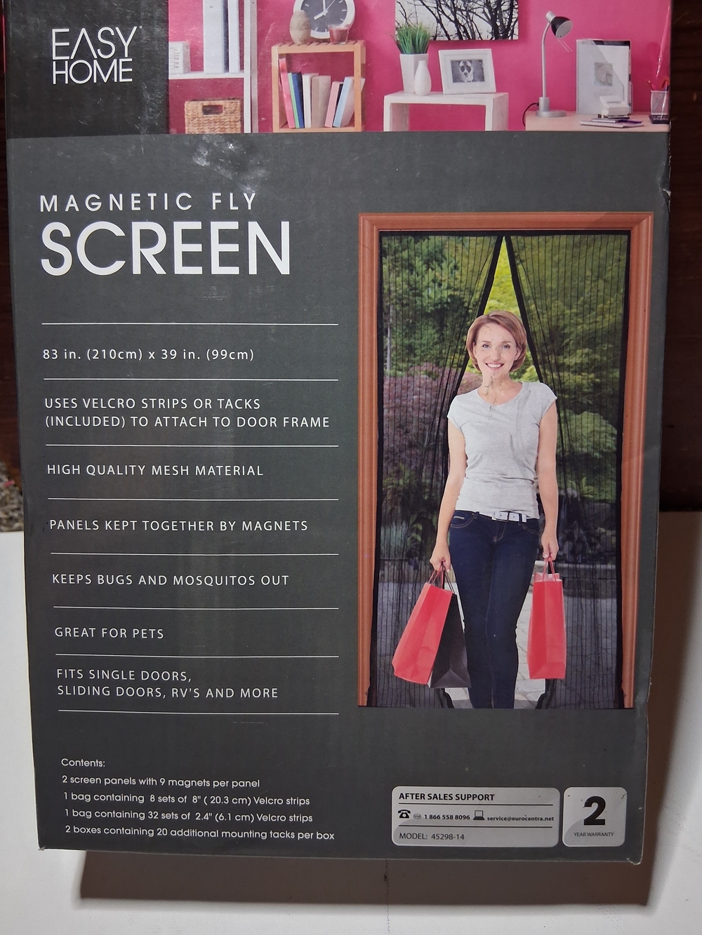 EASY HOME Magnetic Fly Screen - Black Mesh Door Curtain